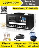  Trạm sạc, Trạm điện, Pin sạc dự phòng 15000mAh Công suất 500W tích hợp inveter 