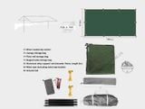  Bộ tăng /tarp bạt che xanh lá, Xanh dương kèm trụ sắt 3x3m/3x4m/3x5m dành cho cắm trại dã ngoại 