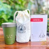  Bộ 4 ly inox 304 cao cấp 350ml có túi đựng, set ly cốc uống nước xếp gọn đi du lịch, cắm trại dã ngoại 