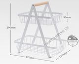  Giỏ đựng đồ, kệ đựng trái cây đa năng 2 tầng dành cho nhà bếp, cắm trại 