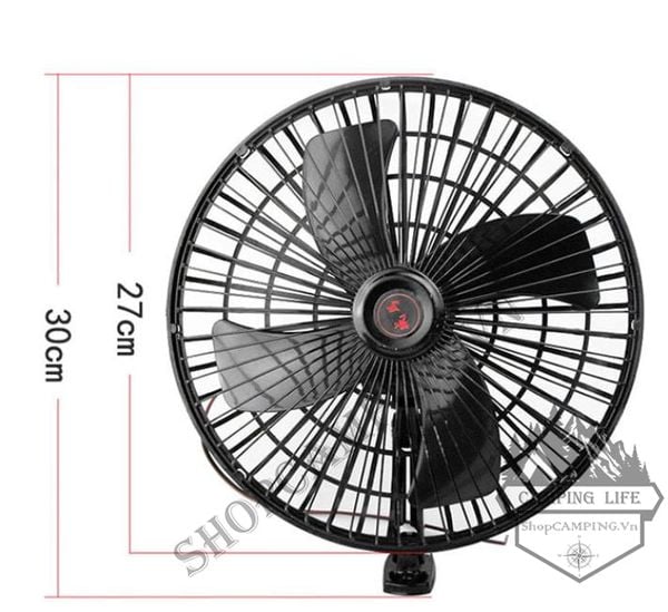  Quạt điện 12v lồng sắt dành cho cắm trại dã ngoại 