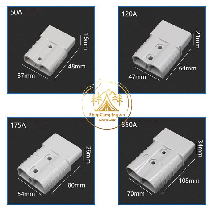  Jack cắm pin xe nâng điện, Giắc UPS, acquy, 50A, 120A, 175A, 350A SMH Anderson chống cháy 