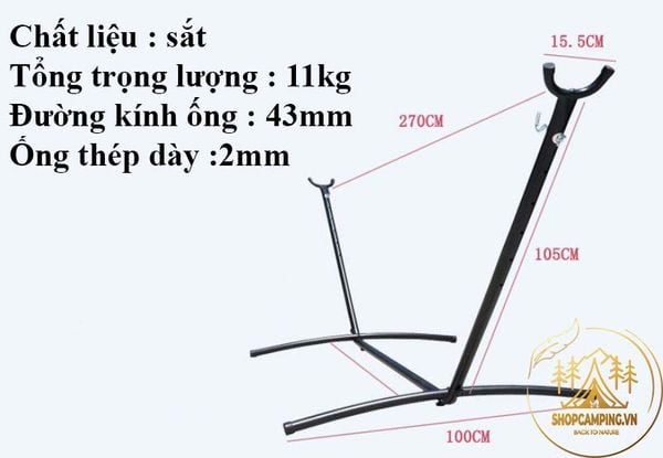  Khung võng xếp sơn tĩnh điện Aotu ống phi 43mm 