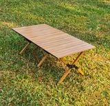  Bàn nhôm vân gỗ gấp gọn 1m2, Bàn xếp gọn cắm trại dã ngoại 