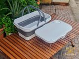  Giỏ nhựa gấp gọn, thùng đựng đồ kèm mặt bàn, hộp nhựa xếp gọn du lịch, cắm trại dã ngoại 