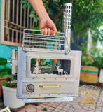  Lò sưởi, bếp sưởi củi Inox 304 có khay nướng dành cho cắm trại dã ngoại 