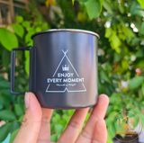  Cốc uống nước gấp gọn inox 430, ly inox có quai dã ngoại, trong nhà, picnic, cắm trại 