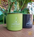  Cốc uống nước gấp gọn inox 430, ly inox có quai dã ngoại, trong nhà, picnic, cắm trại 