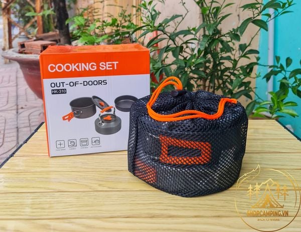  Bộ nồi dã ngoại HK 310 dành 2-3 người, bộ nồi cắm trại xếp gọn 9 món phượt, du lịch, cắm trại 