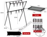  Giá treo đồ cắm trại gấp gọn 12 móc hợp kim nhôm, cây treo đồ dã ngoại có kệ lưới xếp gọn 