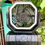  Quạt cắm trại dã ngoại Pin 20000mAh tích hợp đèn, sạc điện thoại, Remote điều khiển từ xa 