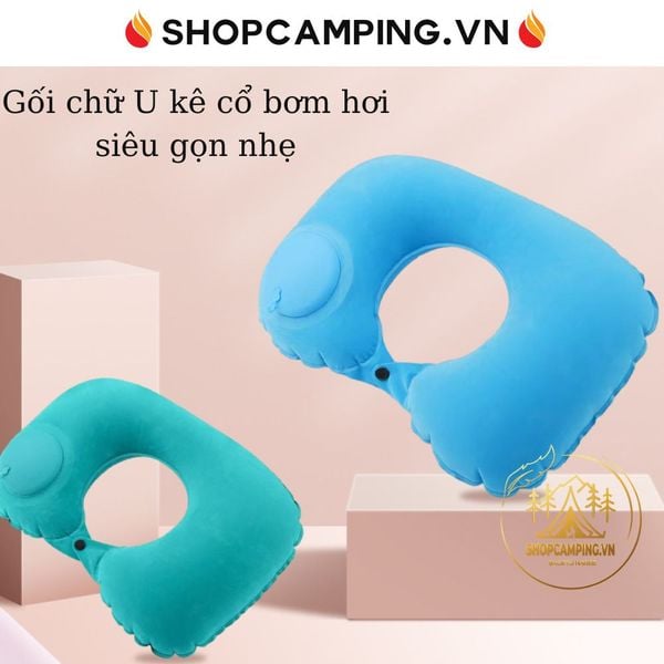  Gối chữ U kê cổ bơm hơi ,gối du lịch không cần thổi ,gấp gọn tiện mang theo du lịch 