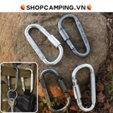  Móc khóa nhôm chữ D đa năng có ren vặn chốt khóa, móc nhôm Carabiner đi phươt, dã ngoại cắm trại 