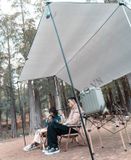  Bộ tăng /tarp bạt che xám kèm trụ sắt 3x5m dành cho cắm trại dã ngoại 