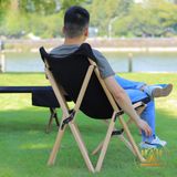  Ghế xếp khung gỗ sồi size nhỏ, ghế gỗ glamping gấp gọn dã ngoại cắm trại 
