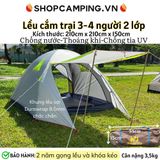  Lều cắm trại 3- 4 người, lều dã ngoại, du lịch, treckking 2 lớp chống thấm nước. 