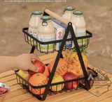  Giỏ đựng đồ, kệ đựng trái cây đa năng 2 tầng dành cho nhà bếp, cắm trại 