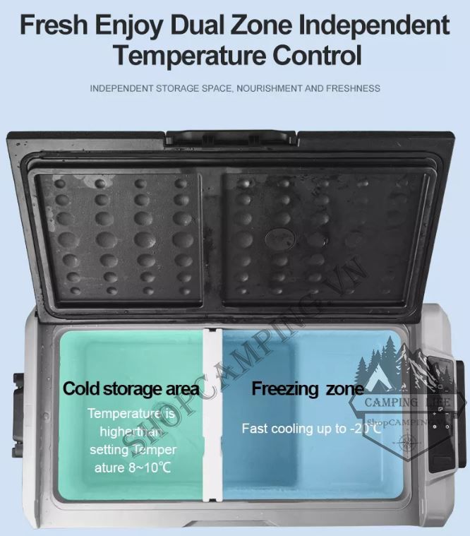 Tủ lạnh T60 60 Lít Alpicool 2 ngăn riêng biệt, tủ lạnh xe hơi, tủ lạnh trong nhà tiện lợi [CHÍNH HÃNG] 