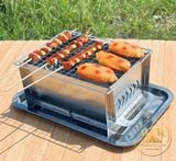  Bếp nướng than gấp gọn, bếp nướng mini inox có khay đựng tiện lợi 
