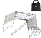  Kiềng bếp gấp gọn inox 304 dày nấu nướng, khung bếp chắn gió điều chỉnh độ cao dã ngoại cắm trại 