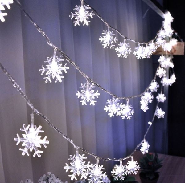  Dây đèn led pin aa ngôi sao,bông tuyết 6m và 10m trang trí noel, tết, lễ hội, dây led dercor nhà cửa 