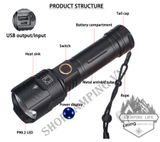  Đèn pin siêu sáng chip led P90 35w ,sạc cổng USB kèm 1 pin 26650 