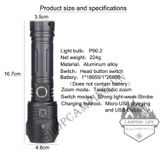  Đèn pin siêu sáng chip led P90 35w ,sạc cổng USB kèm 1 pin 26650 