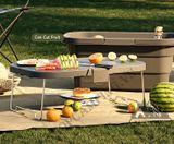  Giỏ nhựa gấp gọn, thùng đựng đồ kèm mặt bàn, hộp nhựa xếp gọn du lịch, cắm trại dã ngoại 