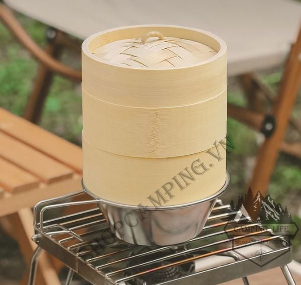  Lồng hấp tre, xửng hấp tre mini dành cho cắm trại dã ngoại 