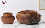  Chén gỗ sồi nguyên khối,Bát Ăn Bằng Gỗ Sồi Tự Nhiên Không Sơn Màu An Toàn Cho Bé 