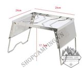  Kiềng bếp gấp gọn inox 304 dày nấu nướng, khung bếp chắn gió điều chỉnh độ cao dã ngoại cắm trại 