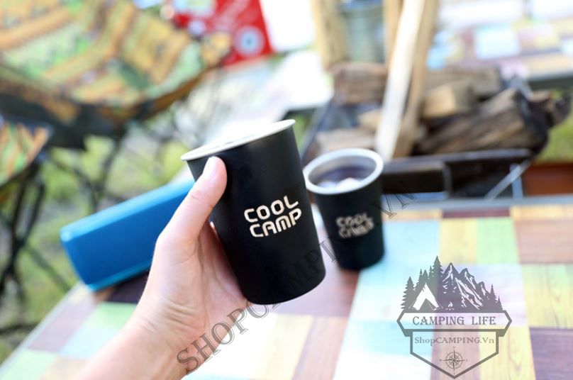  Bộ 4 ly Coolcamp 350ml inox 304, set ly inox xếp gọn kèm túi đựng 