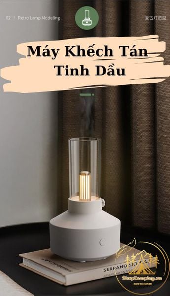  Máy khuếch tán, xông tinh dầu phun xương tạo ẩm không khí hình đèn dầu cổ điển 