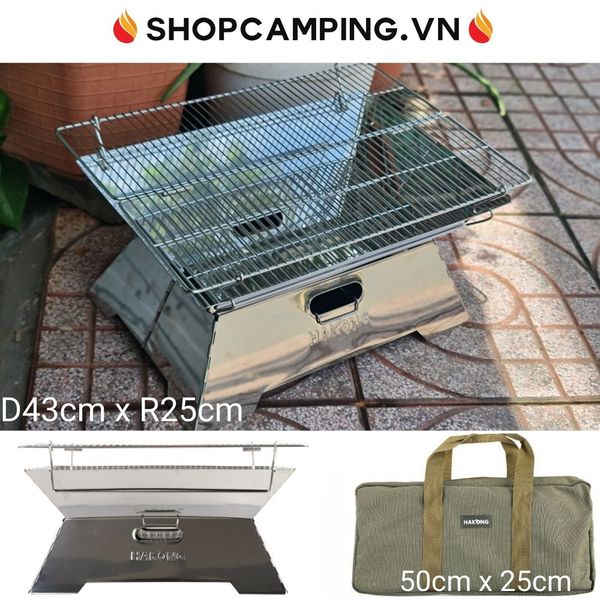  Bếp nướng Hakong inox cỡ lớn gấp gọn cho cắm trại dã ngoại 