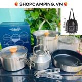  Bộ nồi inox cao cấp gấp gọn NOBANA dành cho cắm trại, dã ngoại ( Hình shop chụp) 