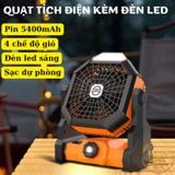  Quạt cắm trại dã ngoại Pin 5400mAh tích hợp đèn, sạc điện thoại - Camping Vietnam 