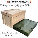 Thùng nhựa gấp gọn dã ngoại 50L, thùng đựng đồ du lịch, cắm trại 