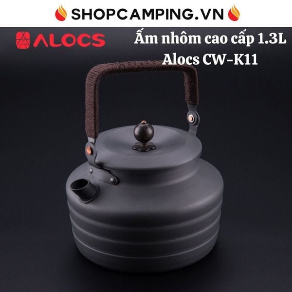  Ấm đun nước, pha trà 1,3L nhôm cao cấp Alocs CW-K11, ấm nhôm dã ngoại, cắm trại 