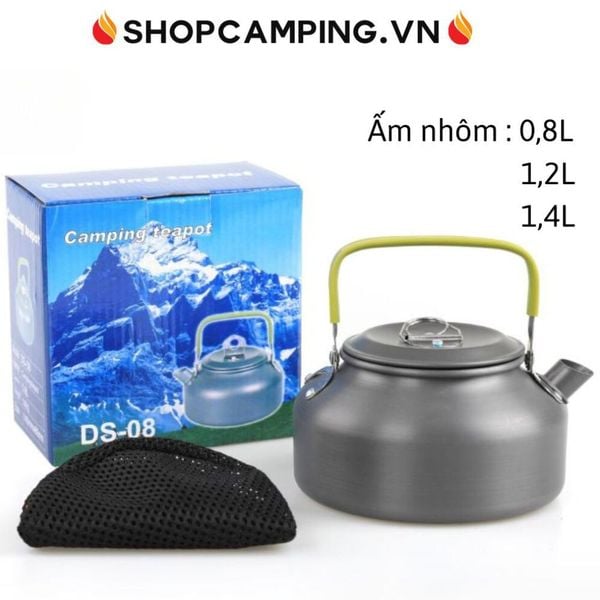  Ấm đun nước dã ngoại, ấm hợp kim nhôm mini cắm trại, phượt, leo núi, dã ngoại 