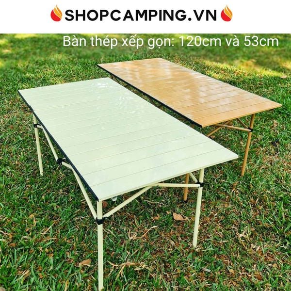  Bàn thép xếp gọn, bàn gấp gọn dã ngoại, bàn xếp thép có túi đựng du lịch,cắm trại, dã ngoại 