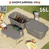  Giỏ nhựa gấp gọn, thùng đựng đồ kèm mặt bàn, hộp nhựa xếp gọn du lịch, cắm trại dã ngoại 