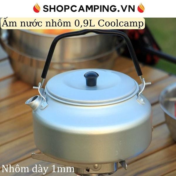  Ấm nấu nước pha trà Coolcamp hợp kim nhôm 0,9L, ấm dã ngoại cắm trại 