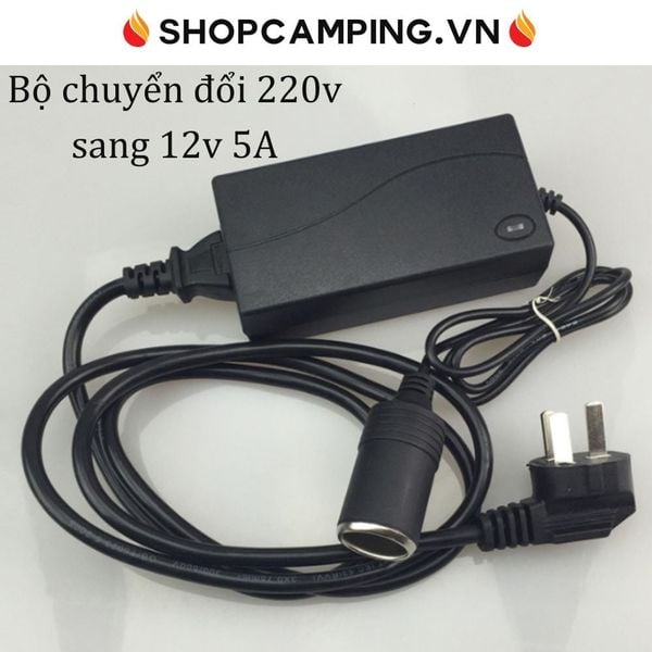  Bộ Adapter chuyển nguồn 220v sang 12v- 5A đầu tẩu sạc ô tô công suất 60w 