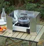  Tấm chắn gió 10 miếng size xl 24cm gấp gọn, tấm che gió bếp cắm trại, du lịch, dã ngoại có hộp đựng Camping VietNam 