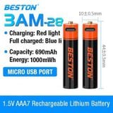  Pin tiểu sạc AA/AAA Beston 1.5V 3500mWh/800mWh cao cấp sạc nhanh trực tiếp bằng cổng micro USB 