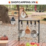  Giá treo đồ kẹp bàn gấp gọn, cây treo kèm trụ đèn 2 tầng đa năng, cắm trại dã ngoại 