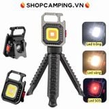  Đèn led mini siêu sáng móc chìa khóa, đèn pin bỏ túi 6 chế độ, dã ngoại, phượt cắm trại 