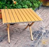  Bàn cuộn vân gỗ gấp gọn, bàn thép xếp giả gỗ dành cho du lịch, cắm trại dã ngoại 