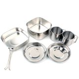  Bộ nồi inox 6 món cắm trại di động 3-4 người 