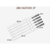  Bộ Xiên nướng cắm trại 5 xiên thịt chữ U inox cán gỗ BBQ cắm trại dã ngoại 